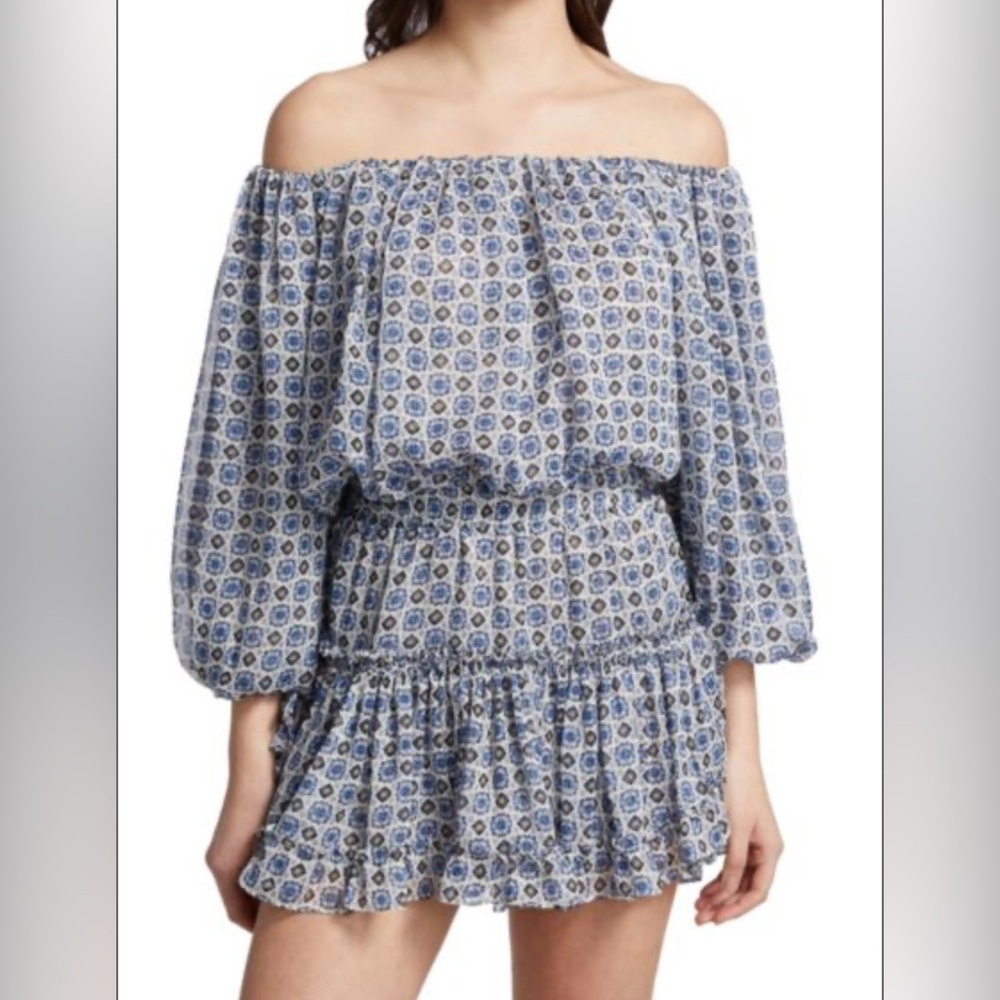 🆕 MISA Los Angeles Zonia Off Shoulder Chiffon Mini Dress - S